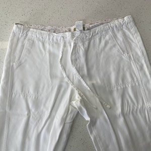 Women's Tencel Cropped Drawstring Pants White XL